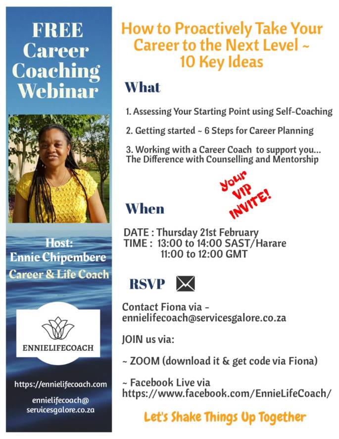 FREE Career Coaching Webinar 1 - How to Proactively Take Your Career to the Next Level - 10 Key Ideas